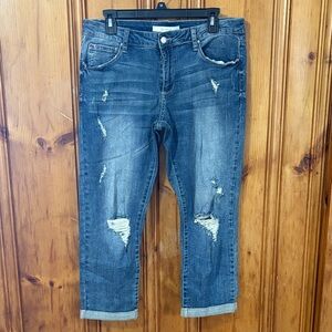 Special A Distressed Boyfriend Blue Jeans - Cropped - Size Large